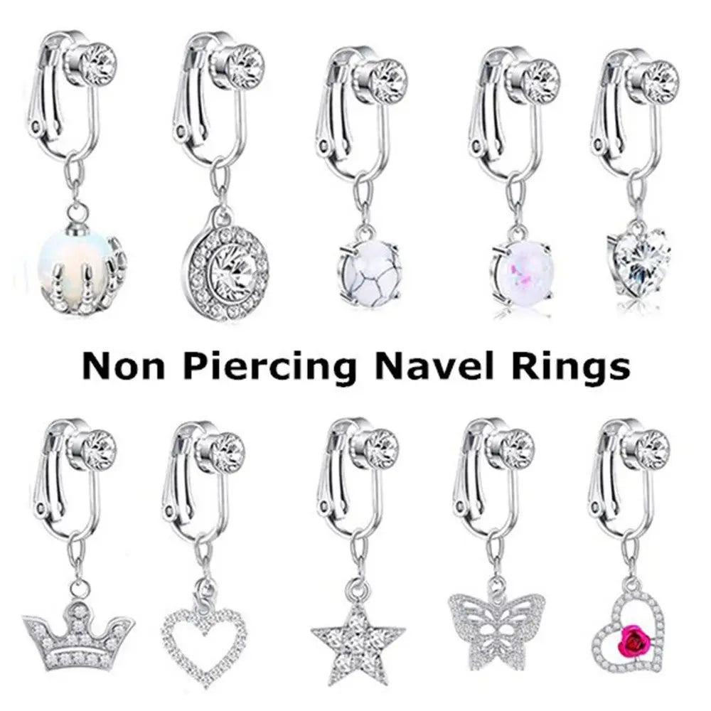 Beach Accessories Non Piercing Clip On Earrings Cartilage Clip Faux Belly Piercing Fake Belly Ring Navel Rings Body Jewelry