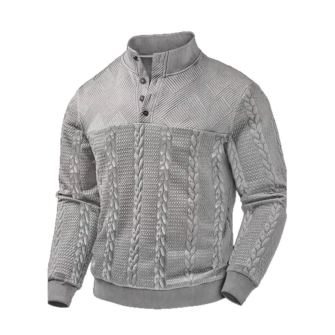 Retro Casual Stand-up Collar Four-button Pullover Hoodie