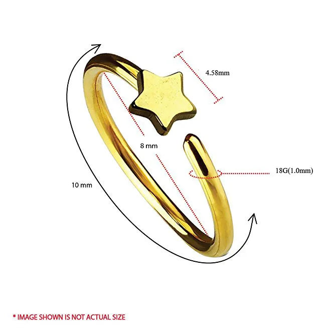 1Pcs Stainless Steel Star Nose Ring Hoops Ear Cartilage Open Hoop Ring Body Piercing Small Earrings For Women Punk