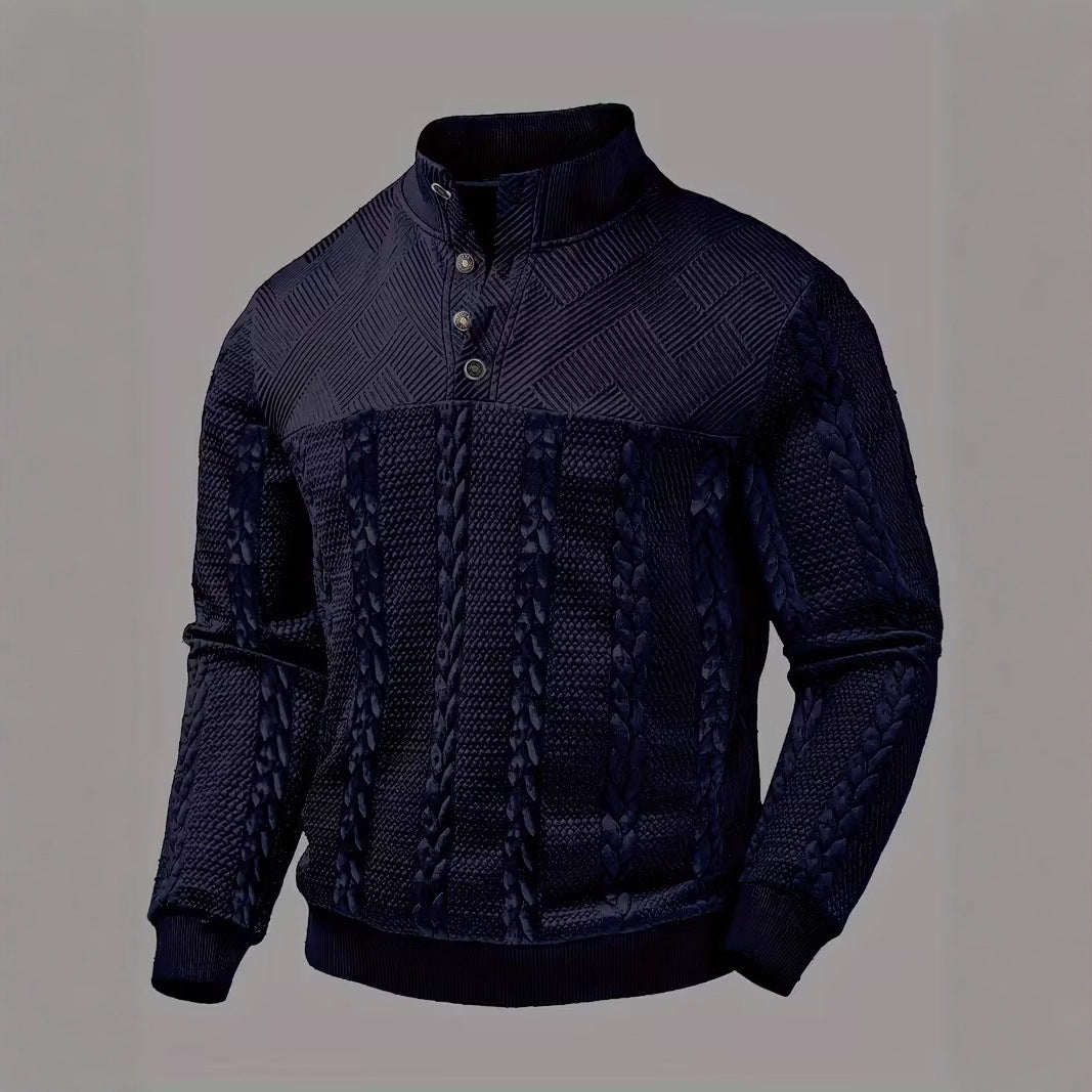 Retro Casual Stand-up Collar Four-button Pullover Hoodie